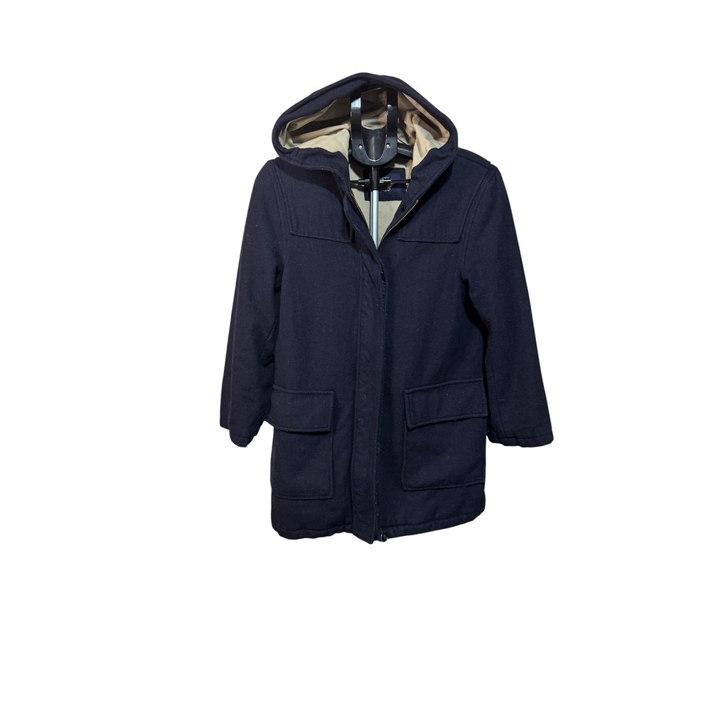 Dockers Mens Navy Blue Wool Blend Hooded Parka Coat Jacket Full Zip Size M